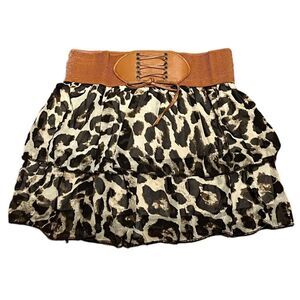 NWT Ruby Rose Girl’s Cheetah Print Tiered Ruffle Skirt, Size M